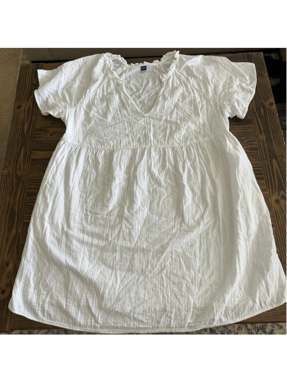 Old Navy Maternity Dress Womens XXL White Smocked Mini Peasant Boho